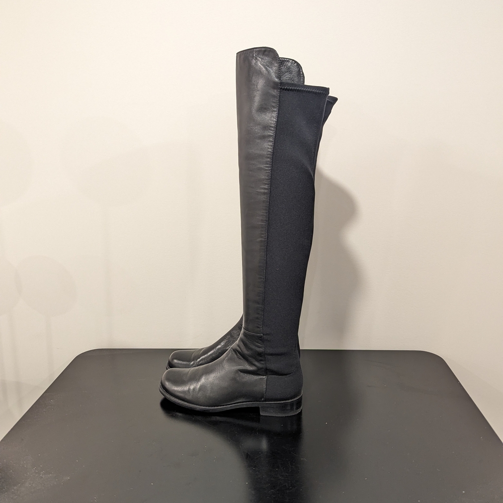 Stuart Weitzman Sz8 5050 Black Leather Knee High Boots